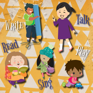 With talking, reading, singing, and play
